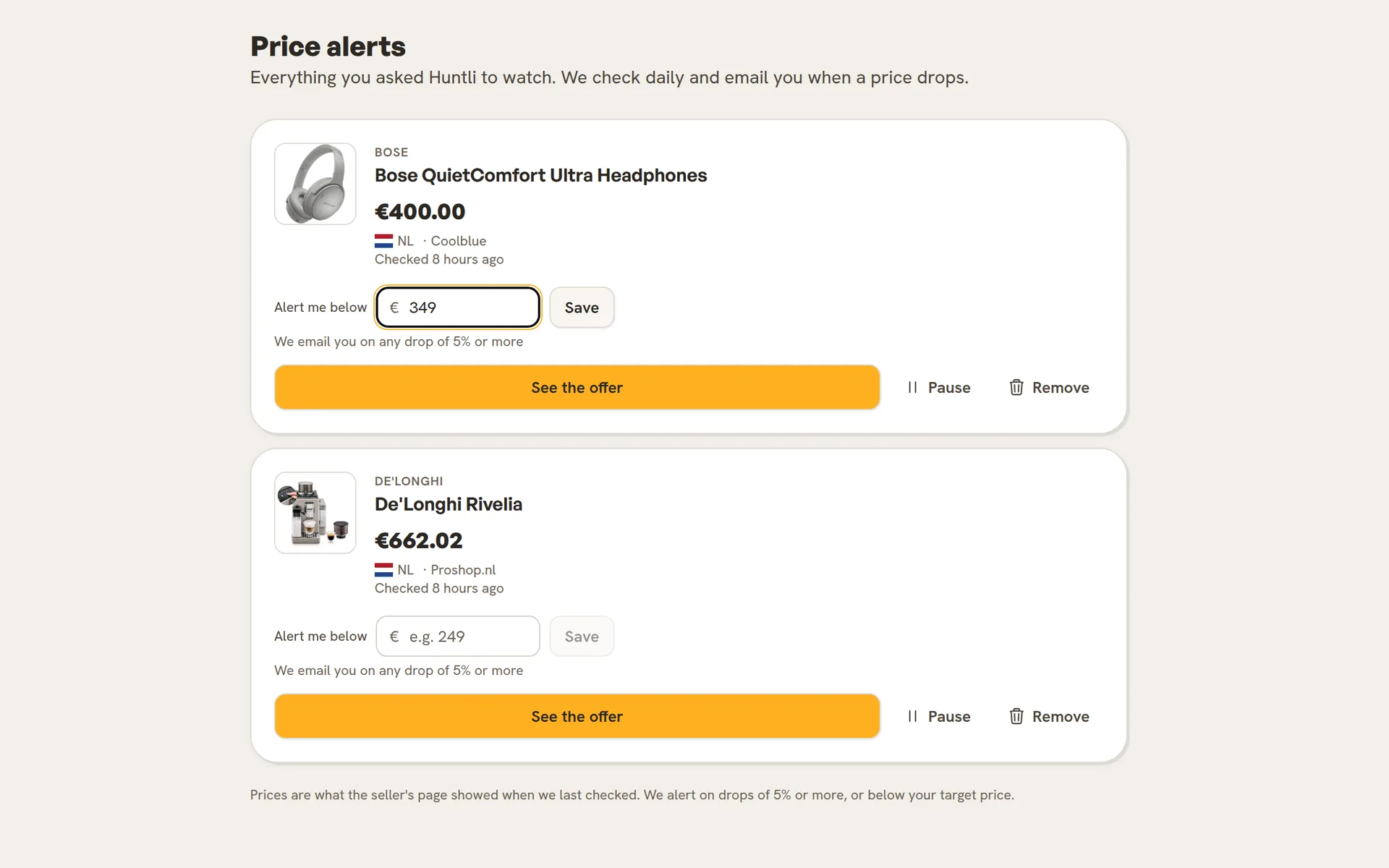 Huntli: Price Drop Alerts